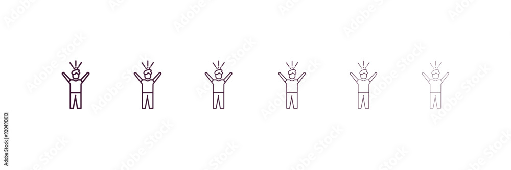 surprised human outline icon. Linear vector from feelings concept. 6 different line style surprised human icon included thin, light, regular, medium, bold, black surprised human outline icon. Linear vector from feelings concept. 6 different line style surprised human icon included thin, light, regular, medium, bold, black