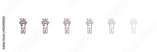 anxious human outline icon. Linear vector from feelings concept. 6 different line style anxious human icon included thin, light, regular, medium, bold, black