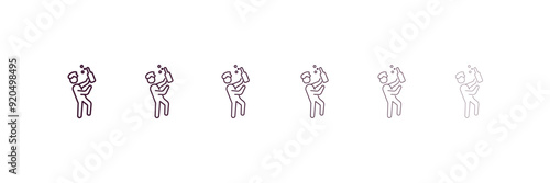 drunk human outline icon. Linear vector from feelings concept. 6 different line style drunk human icon included thin, light, regular, medium, bold, black