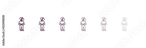 heartbroken human outline icon. Linear vector from feelings concept. 6 different line style heartbroken human icon included thin, light, regular, medium, bold, black