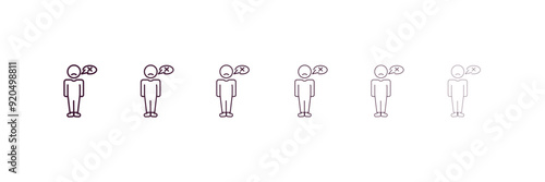 helpless human outline icon. Linear vector from feelings concept. 6 different line style helpless human icon included thin, light, regular, medium, bold, black