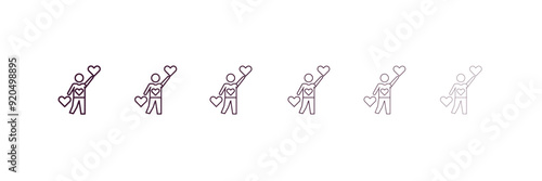in love human outline icon. Linear vector from feelings concept. 6 different line style in love human icon included thin, light, regular, medium, bold, black