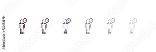 impatient human outline icon. Linear vector from feelings concept. 6 different line style impatient human icon included thin, light, regular, medium, bold, black