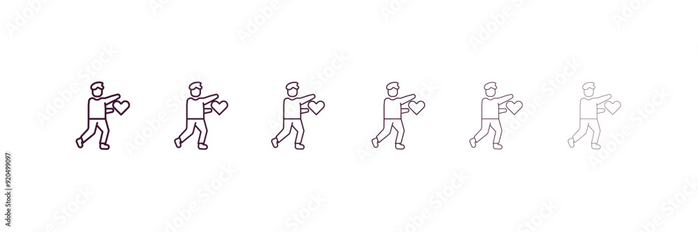 lovely human outline icon. Linear vector from feelings concept. 6 different line style lovely human icon included thin, light, regular, medium, bold, black lovely human outline icon. Linear vector from feelings concept. 6 different line style lovely human icon included thin, light, regular, medium, bold, black