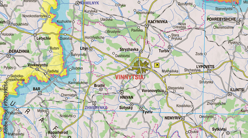 Map of central Ukraine showcasing Vinnytsia, a key city known for its cultural heritage and historical significance, highlighted for easy identification among surrounding regions