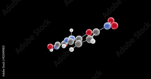 Nitrofurantoin molecule, rotating 3D model of antibacterial, looped video on a black background photo