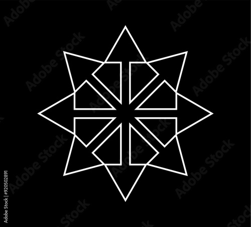 Chaos star symbol. Arrows, eight-pointed radial symmetry.