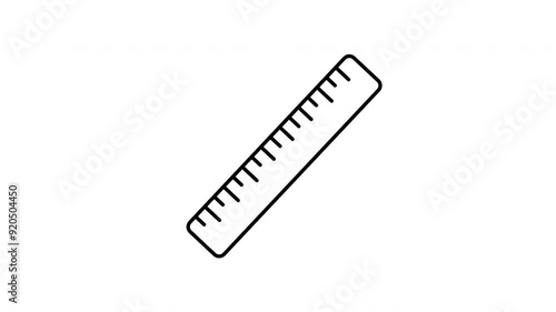 Animated ruler line icon on transparent background, school and education animation, 4k video motion graphic with alpha channel, use for web design, mobile apps, ui design