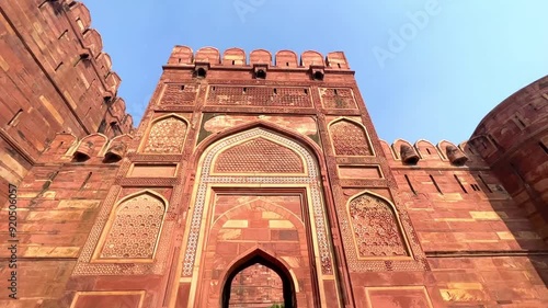 Red Fort Delhi Agra, one of the tourist attractions in India. Agra Fort is a historic red sandstone fort and a UNESCO World Heritage Site.