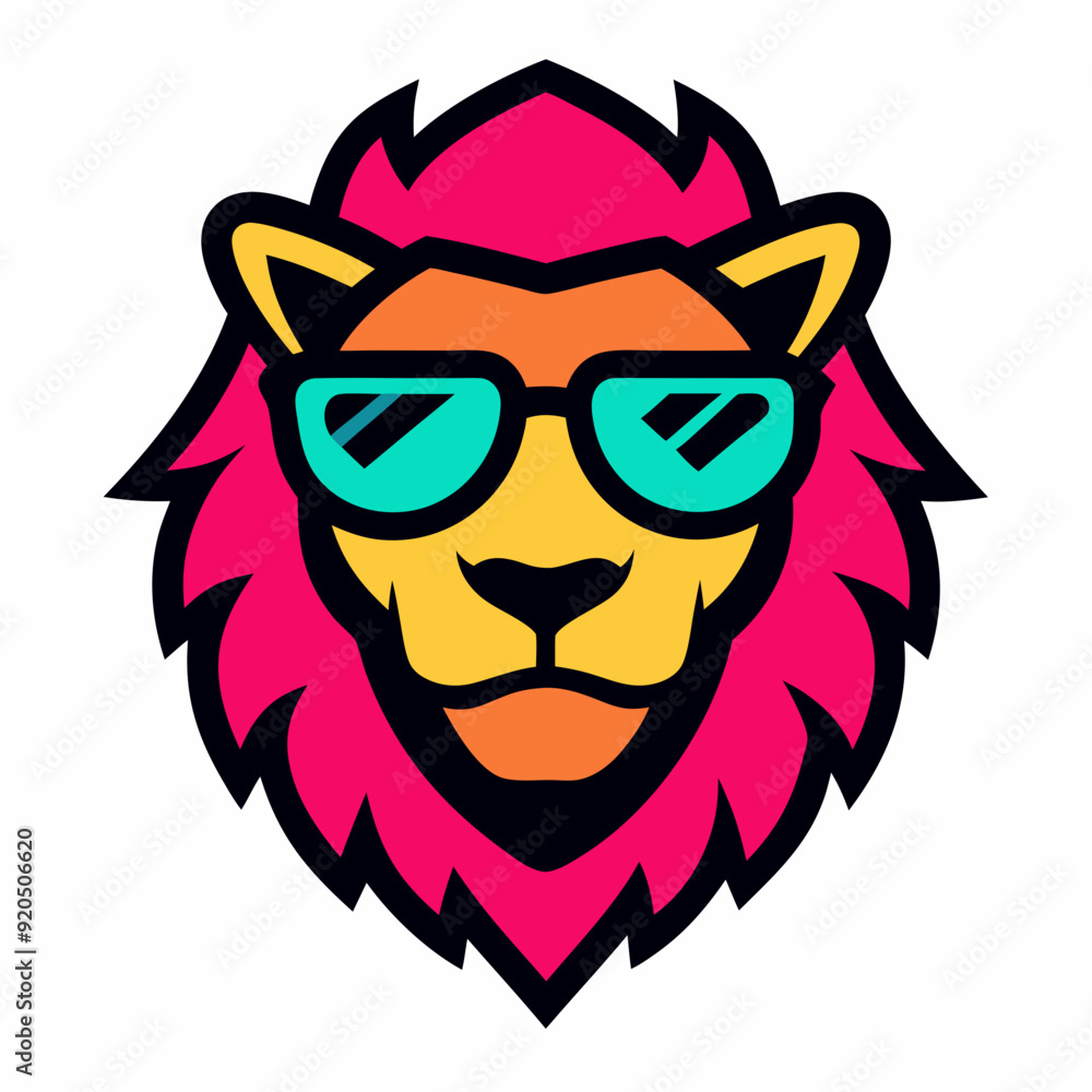 Lion head design vector art illustration. Lion head with sunglasses icon illustration.
Lion head design vector art illustration. Lion head with sunglasses icon illustration.