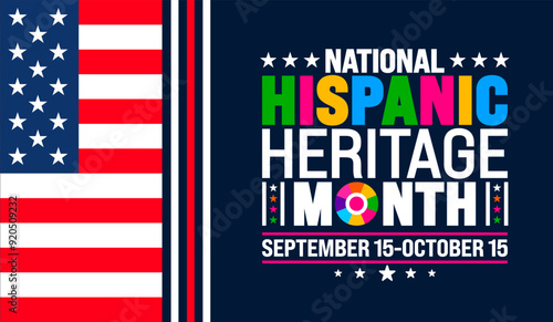 National Hispanic Heritage Month festival united state of America flag background or banner template. use to banner, card, poster, placard, design template with unique shapes.