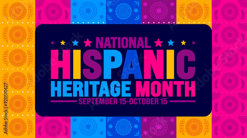 National Hispanic Heritage Month festival geometric shape pattern Papel Picado background or banner template. use to banner, card, poster, placard, design template with unique shapes.