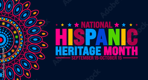 National Hispanic Heritage Month festival mandala background or banner template. use to banner, card, poster, placard, design template with unique shapes with standard color.