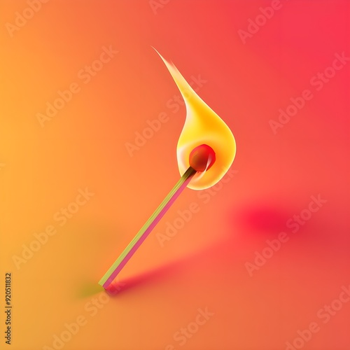 Burning Matchstick 3D photo