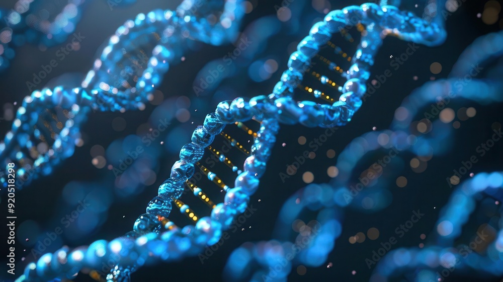 3D rendering of a DNA double helix, showcasing the intricate structure of genetic material 3D rendering of a DNA double helix, showcasing the intricate structure of genetic material
