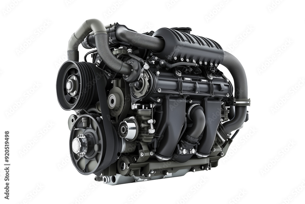 Modern high-tech and efficient car engine isolated on a white background Modern high-tech and efficient car engine isolated on a white background