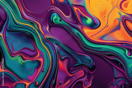 Wallpaper Mural Close-up of multi-colored paint swirling with bubbles. Beautiful simple AI generated image Torontodigital.ca