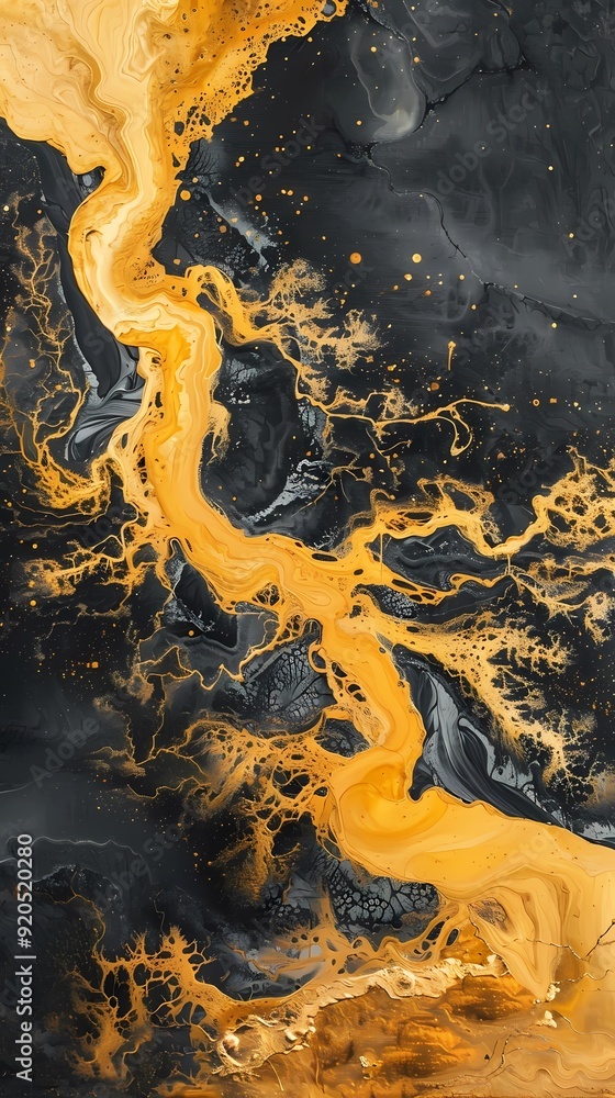 Artistic yellow and gold swirl paint abstract graphic poster background Artistic yellow and gold swirl paint abstract graphic poster background