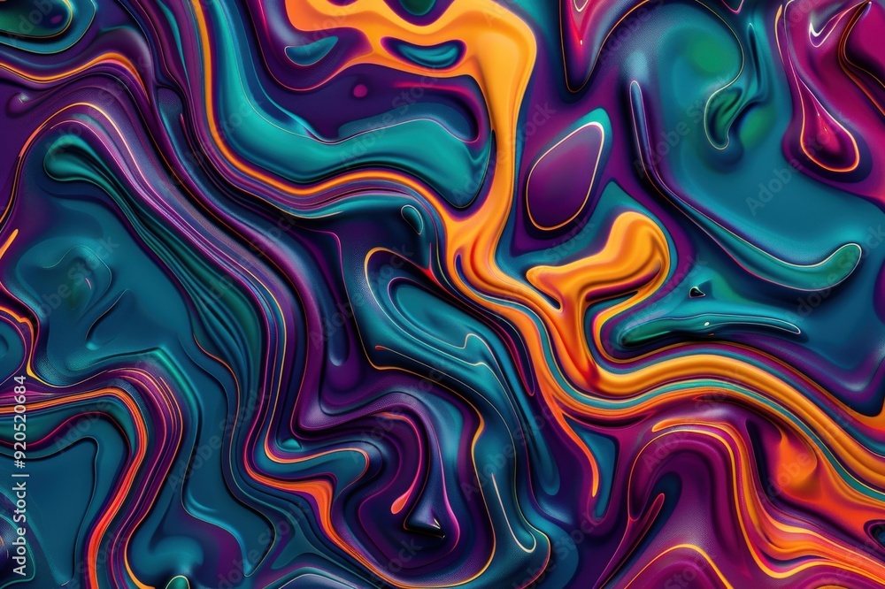 Close-up of multi-colored paint swirling with bubbles. Beautiful simple AI generated image Close-up of multi-colored paint swirling with bubbles. Beautiful simple AI generated image