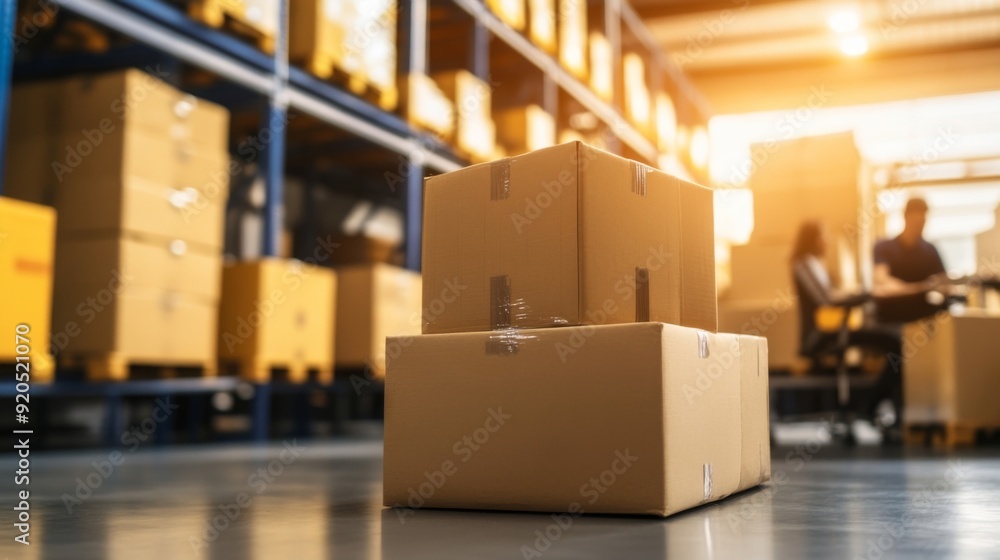 Boxes Stacked in a Warehouse Boxes Stacked in a Warehouse
