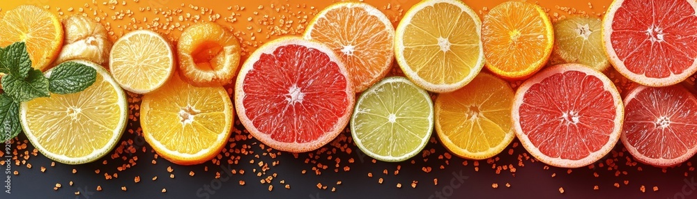 Vitamin C-rich fruits, immunity boost, flat design illustration Vitamin C-rich fruits, immunity boost, flat design illustration