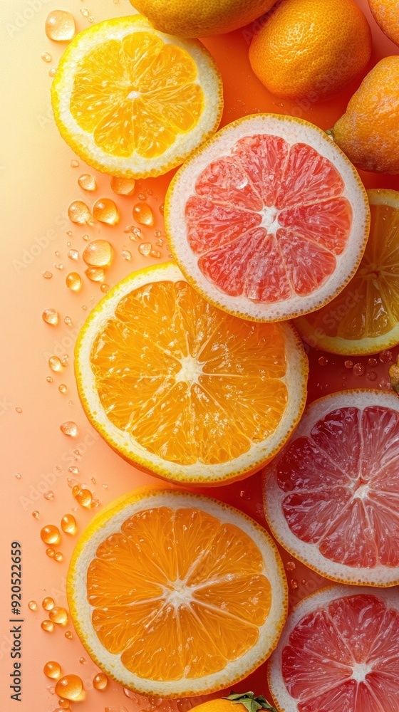 Vitamin C sources, citrus fruits, flat design illustration Vitamin C sources, citrus fruits, flat design illustration