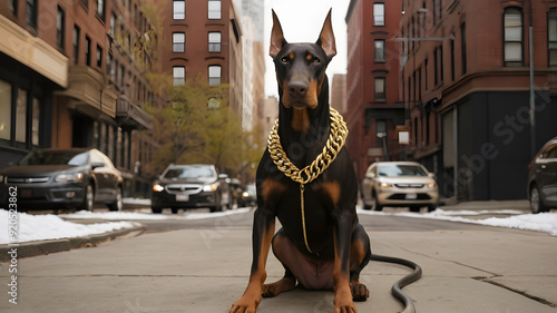 A dangerous-looking Doberman, ai-generatet photo