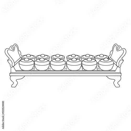 gamelan traditional music instrumental line vector illustration
