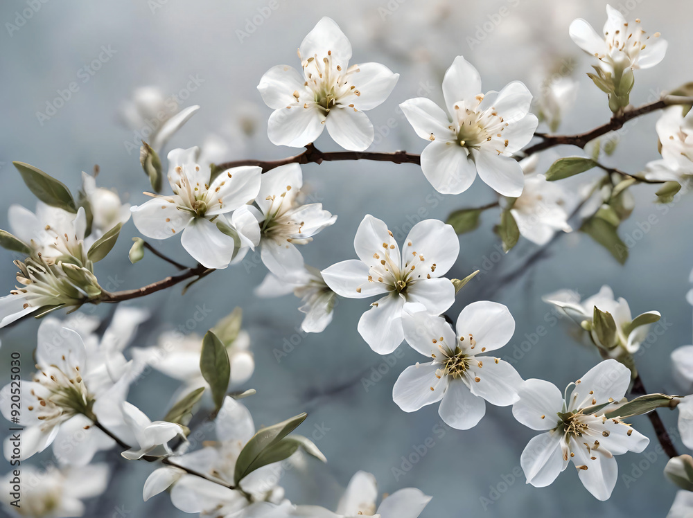 Delicate white cherry blossoms paint a vibrant spring canvas, nature's artistry in full bloom Delicate white cherry blossoms paint a vibrant spring canvas, nature's artistry in full bloom