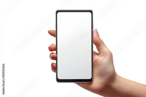 Blank Smartphone Mockup on Hand created with Generative AI