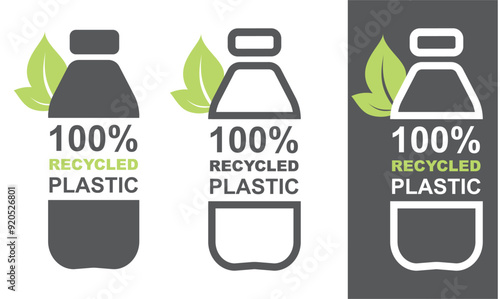 Recycle plastic bottle, - vector icon logo badge.