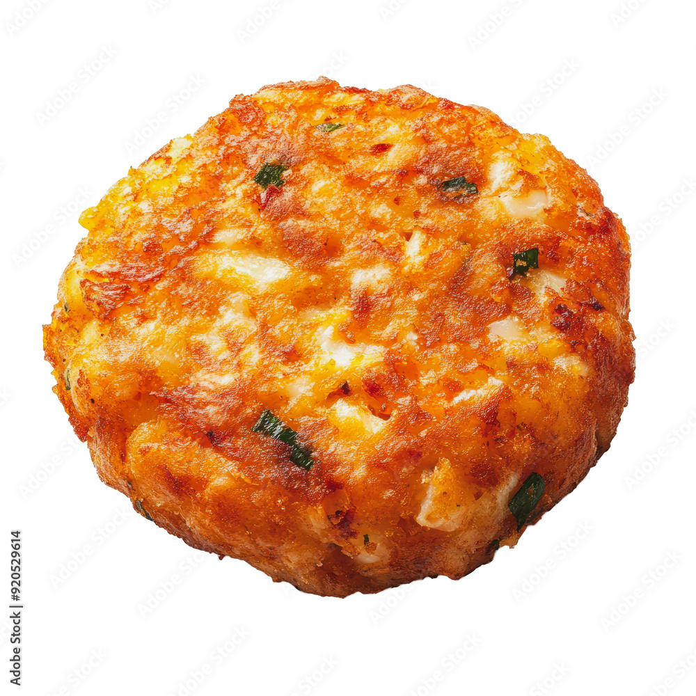 PNG Crispy golden potato cake on a white background PNG Crispy golden potato cake on a white background