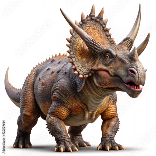 ancient animal horned dinosaur realistic photo illustration on transparent background photo