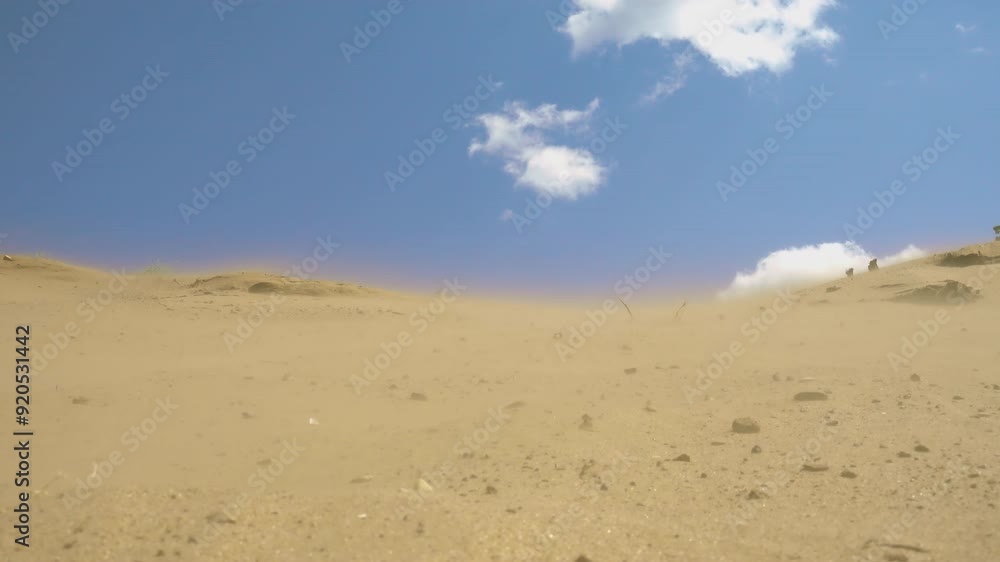 Sand on beach blown by strong wind, sandstorm concept Sand on beach blown by strong wind, sandstorm concept