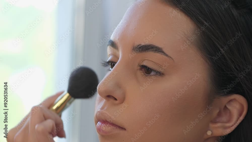 Portrait of a pretty girl, makeup artist applies makeup for a young model, studio shooting, fashion photography, beauty salon. Girl makeup salon Portrait of a pretty girl, makeup artist applies makeup for a young model, studio shooting, fashion photography, beauty salon. Girl makeup salon