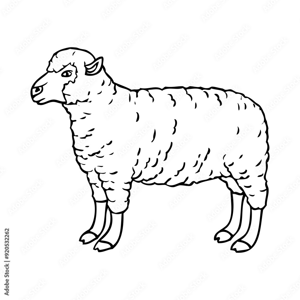 Obraz premium sheep line vector illustration