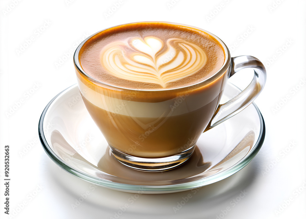 Cup glass of latte on isolate white backgroun Cup glass of latte on isolate white backgroun