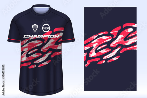Soccer jersey design sport t-shirt. Mockup jersey for team football club. Uniform jersey front view.