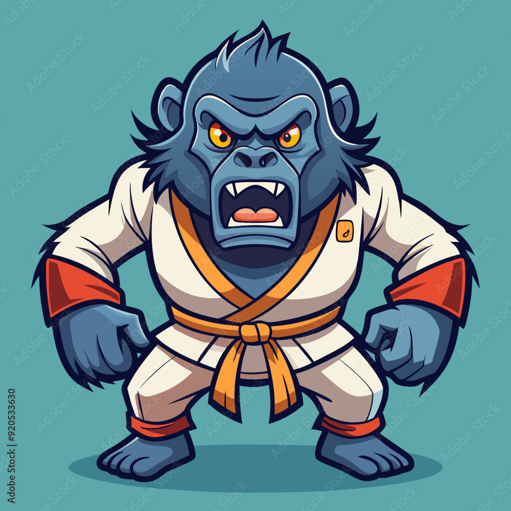 gorilla monkey cartoon karate character mascot in kimono gorilla monkey cartoon karate character mascot in kimono