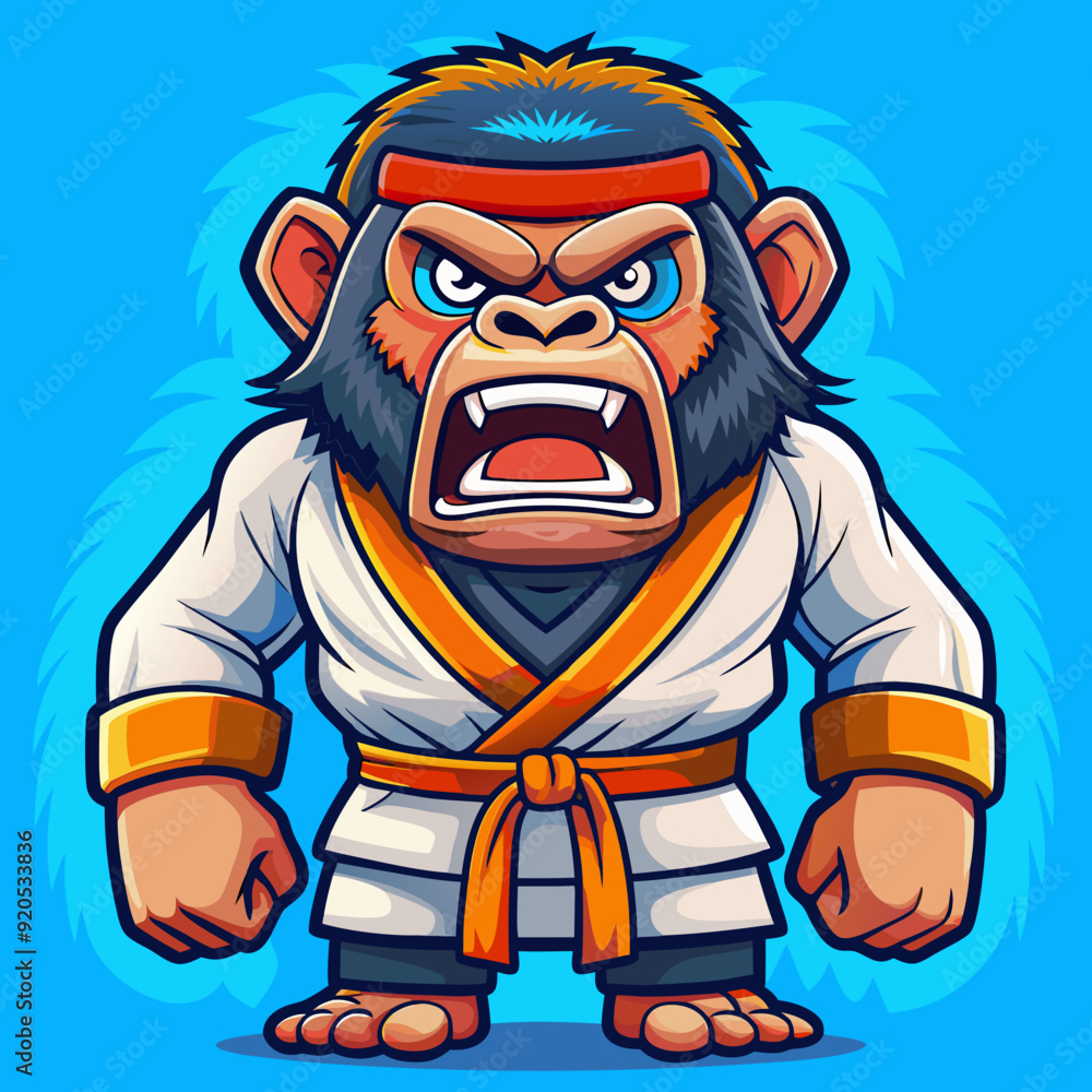 gorilla monkey cartoon karate character mascot in kimono gorilla monkey cartoon karate character mascot in kimono