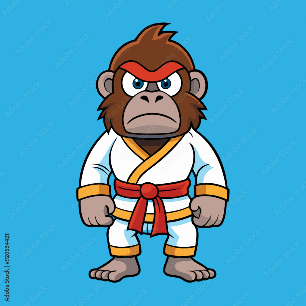 gorilla monkey cartoon karate character mascot in kimono gorilla monkey cartoon karate character mascot in kimono