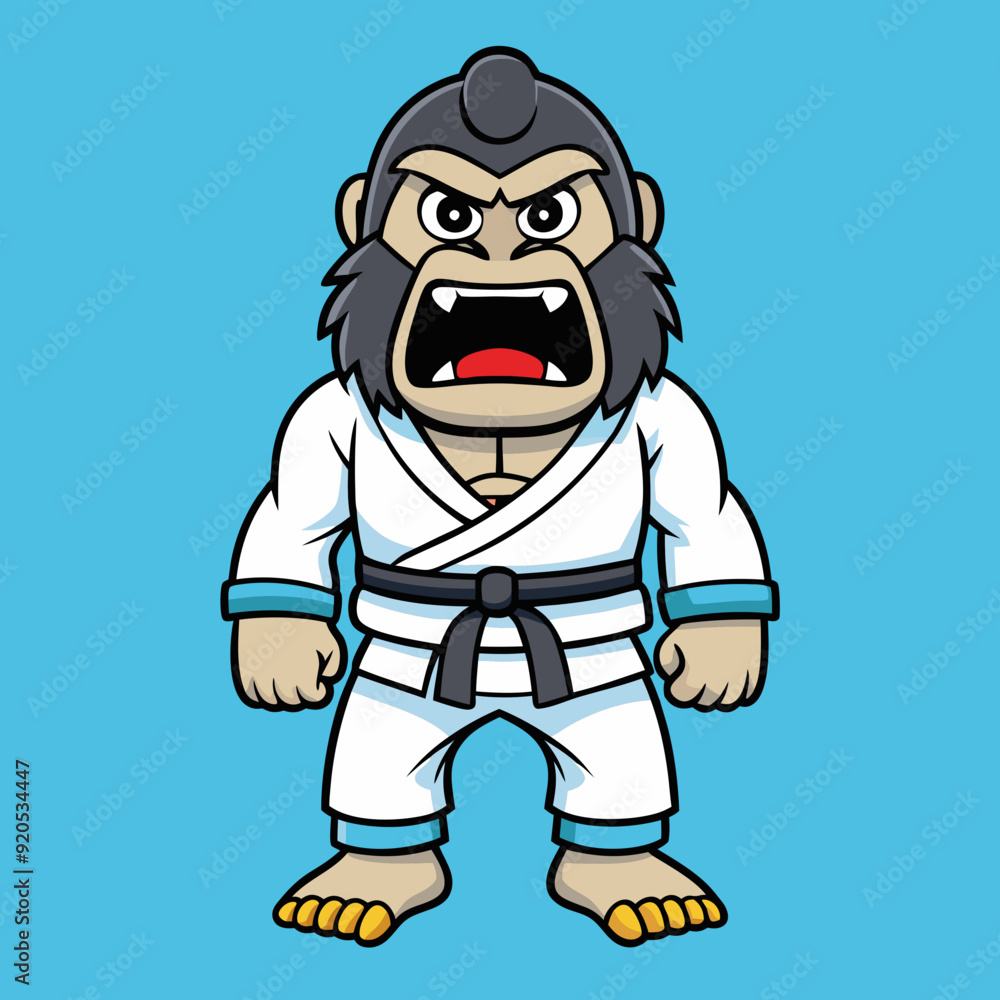 gorilla monkey cartoon karate character mascot in kimono gorilla monkey cartoon karate character mascot in kimono