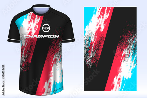 Soccer jersey design sport t-shirt. Mockup jersey for team football club. Uniform jersey front view.