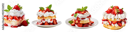 Delicious strawberry shortcakes topped with whipped cream and fresh strawberries, perfect for any dessert table.