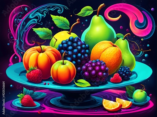 beautiful colourize fruit painting photo