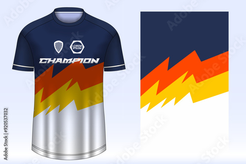 Soccer jersey design sport t-shirt. Mockup jersey for team football club. Uniform jersey front view.