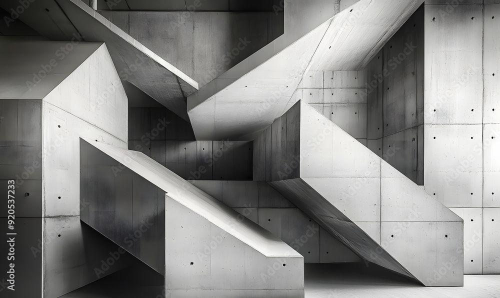 Abstract geometric architecture in grayscale with concrete textures Abstract geometric architecture in grayscale with concrete textures