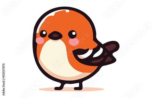 Flat Oriole bird stay vector kawaii on white background