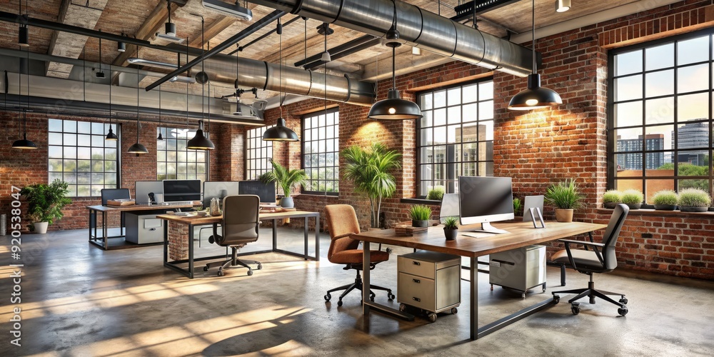 Exposed brick walls, metal beams, and polished concrete floors define ... - Exposed Concrete Floors And Brick Decor