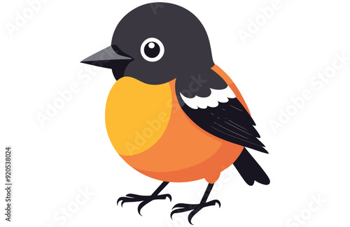 Flat Oriole bird stay vector kawaii on white background